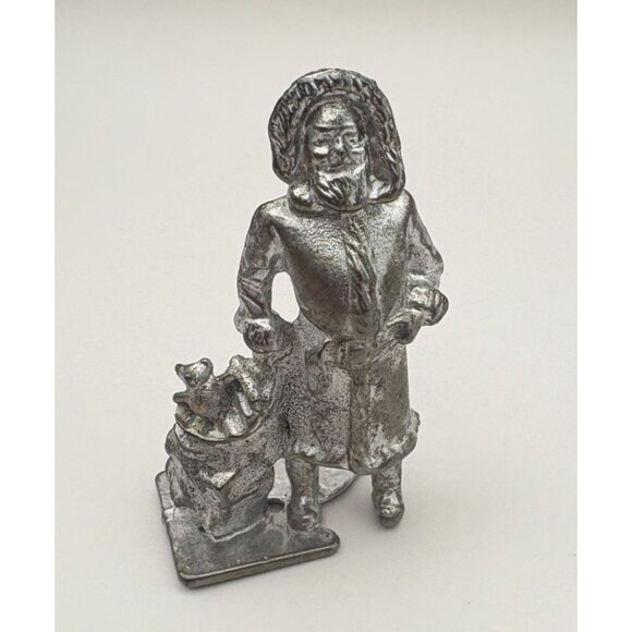 Vintage Pewter Old World Santa Claus Figurine With Toy Sack Christmas Decor - Picture 7 of 7